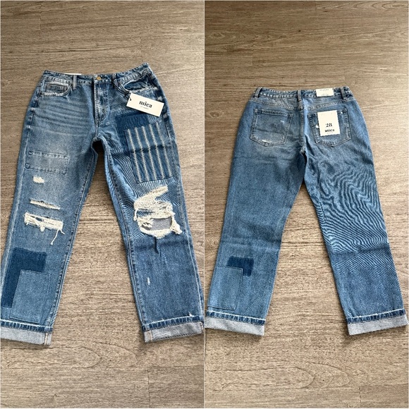 Mica Denim - Mica Distressed Patchwork Jeans NWT